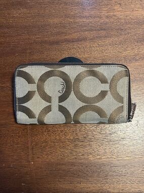 Coach Signature Zip around Wallet